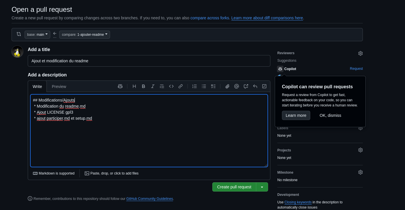 Create pull request